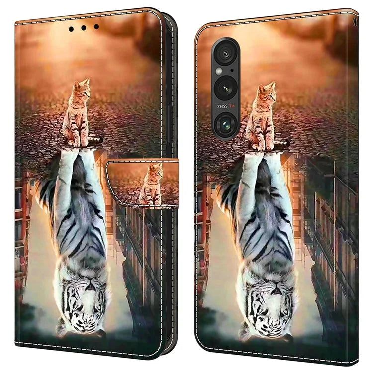 Anti-Scratch Wallet Phone Case for Sony Xperia 1 V Case Pattern Printing Leather Flip Cover