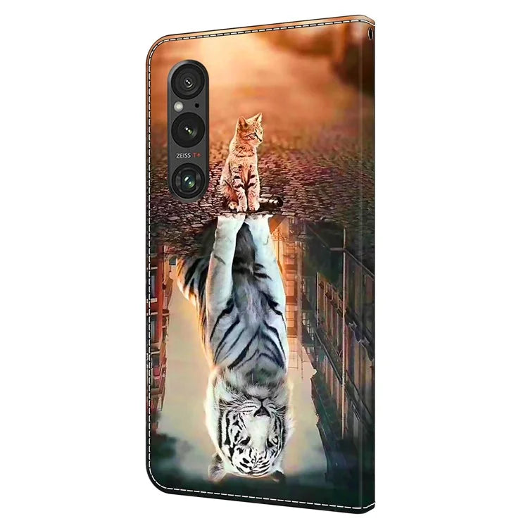 Anti-Scratch Wallet Phone Case for Sony Xperia 1 V Case Pattern Printing Leather Flip Cover