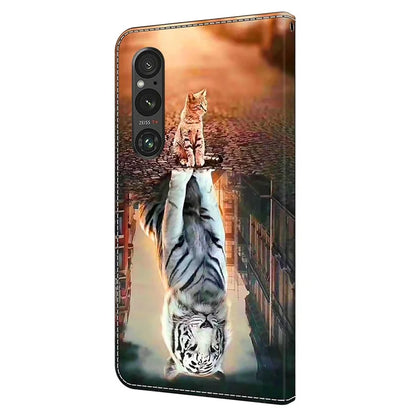 Anti-Scratch Wallet Phone Case for Sony Xperia 1 V Case Pattern Printing Leather Flip Cover