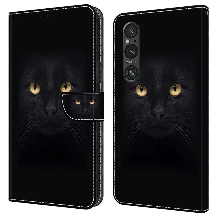 Anti-Scratch Wallet Phone Case for Sony Xperia 1 V Case Pattern Printing Leather Flip Cover