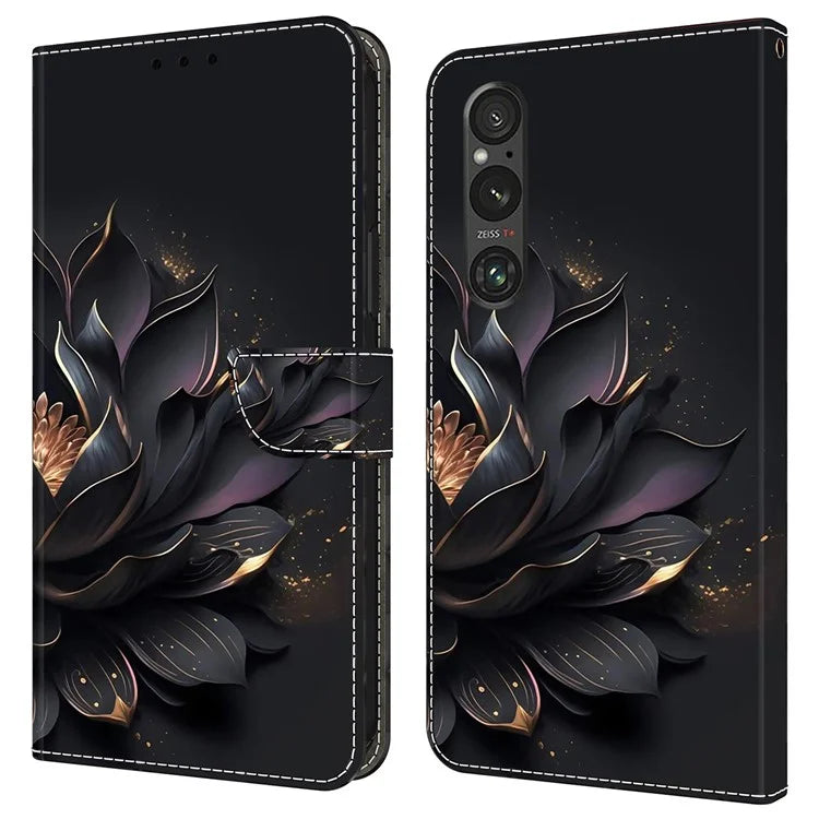 Anti-Scratch Wallet Phone Case for Sony Xperia 1 V Case Pattern Printing Leather Flip Cover