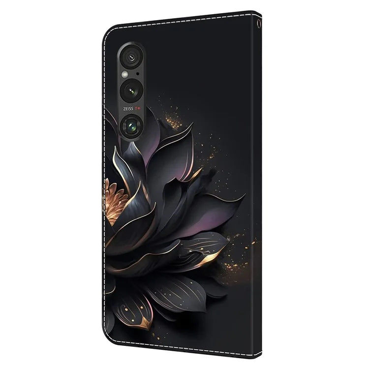 Anti-Scratch Wallet Phone Case for Sony Xperia 1 V Case Pattern Printing Leather Flip Cover