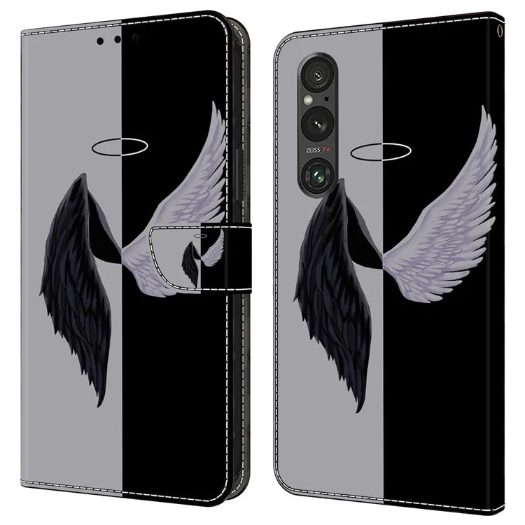 Anti-Scratch Wallet Phone Case for Sony Xperia 1 V Case Pattern Printing Leather Flip Cover