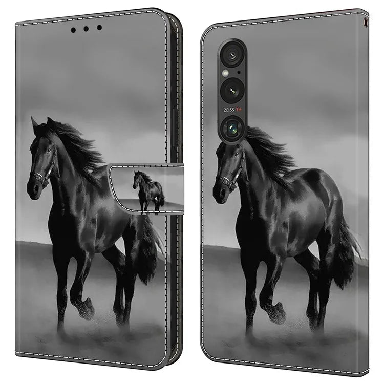 Anti-Scratch Wallet Phone Case for Sony Xperia 1 V Case Pattern Printing Leather Flip Cover