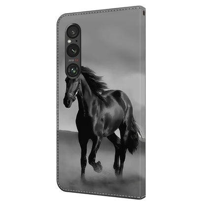 Anti-Scratch Wallet Phone Case for Sony Xperia 1 V Case Pattern Printing Leather Flip Cover