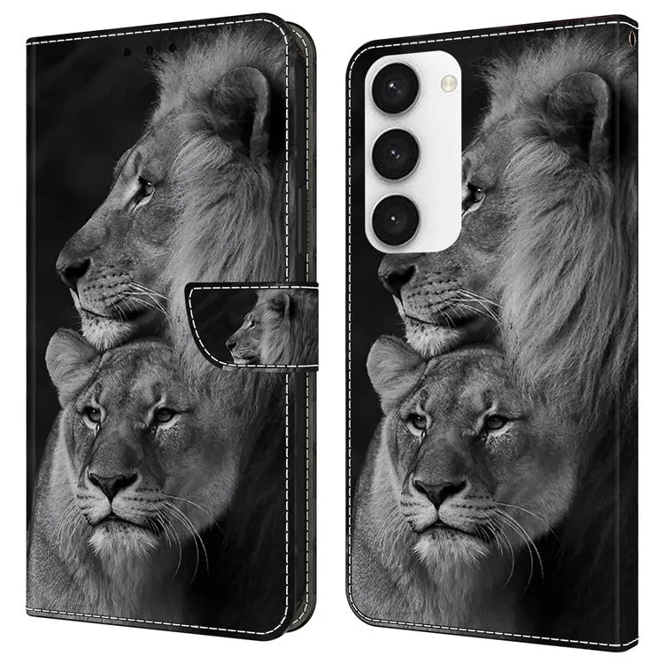 Shockproof Case for Samsung Galaxy S23 Case Pattern Printing Leather Flip Cover with Wallet