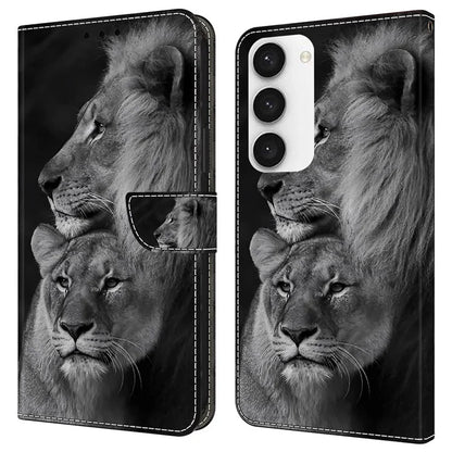 Shockproof Case for Samsung Galaxy S23 Case Pattern Printing Leather Flip Cover with Wallet