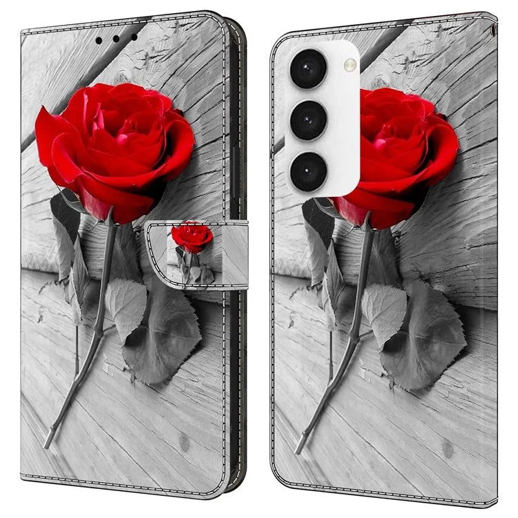 Shockproof Case for Samsung Galaxy S23 Case Pattern Printing Leather Flip Cover with Wallet