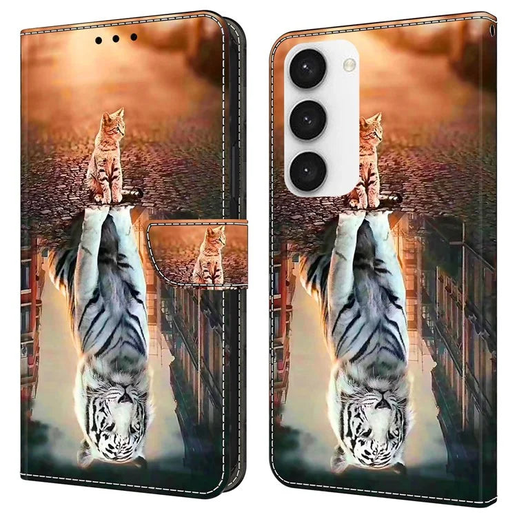 Shockproof Case for Samsung Galaxy S23 Case Pattern Printing Leather Flip Cover with Wallet