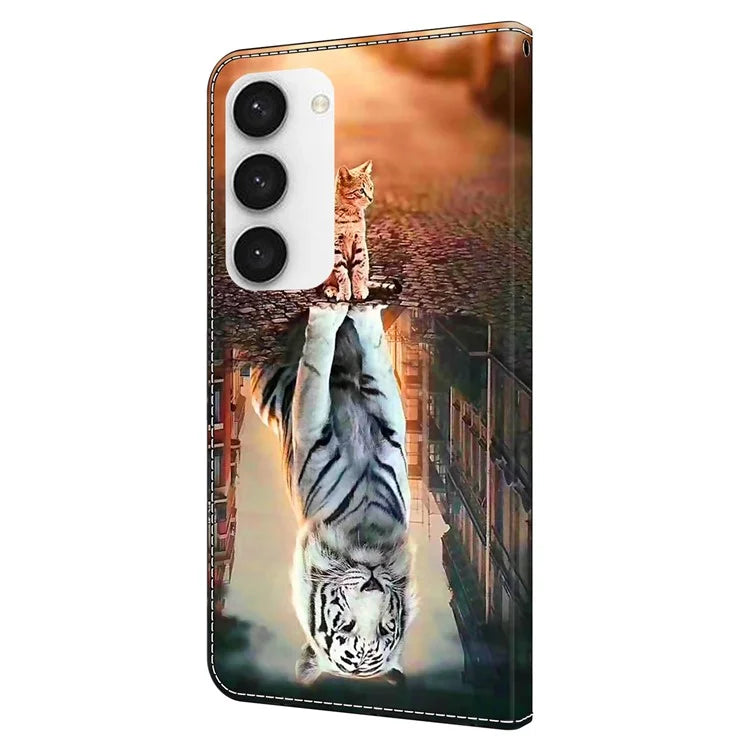 Shockproof Case for Samsung Galaxy S23 Case Pattern Printing Leather Flip Cover with Wallet