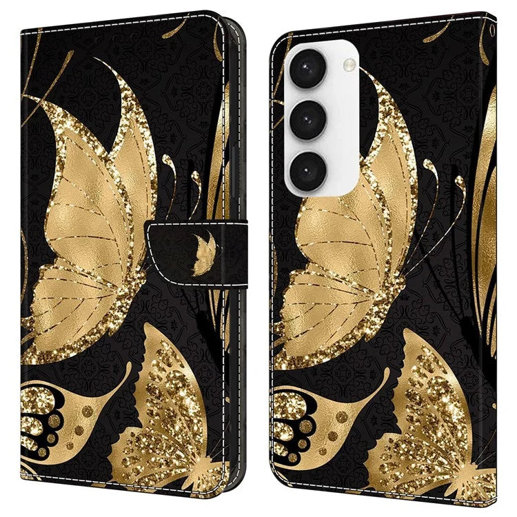 Shockproof Case for Samsung Galaxy S23 Case Pattern Printing Leather Flip Cover with Wallet