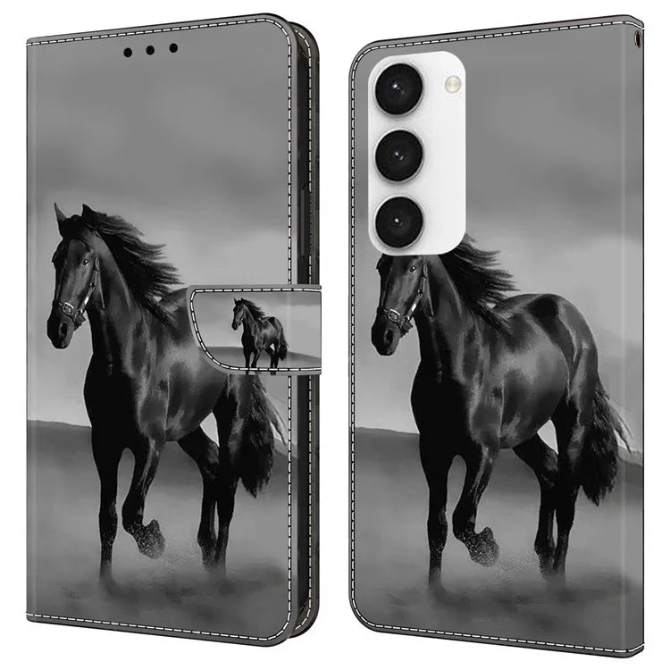 Shockproof Case for Samsung Galaxy S23 Case Pattern Printing Leather Flip Cover with Wallet