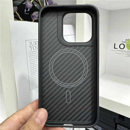 For iPhone 15 Pro Max Case Compatible with MagSafe Shockproof Aramid Fiber Phone Cover, Black