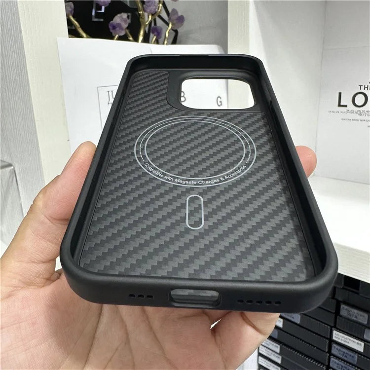 For iPhone 15 Pro Max Case Compatible with MagSafe Shockproof Aramid Fiber Phone Cover, Black