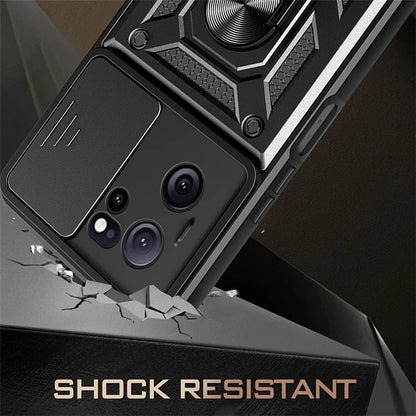 For Xiaomi Redmi K60 Ultra / 13T / 13T Pro Case Slide Lens Lid PC+TPU Cellphone Cover with Kickstand