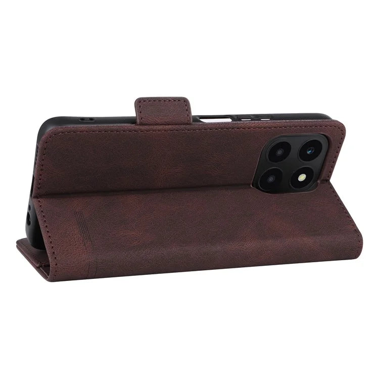 For Honor X6a 4G Case Hardware Decor Shockproof PU Leather Wallet Stand Phone Cover