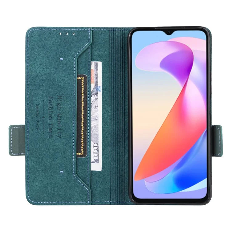For Honor X6a 4G Case Hardware Decor Shockproof PU Leather Wallet Stand Phone Cover