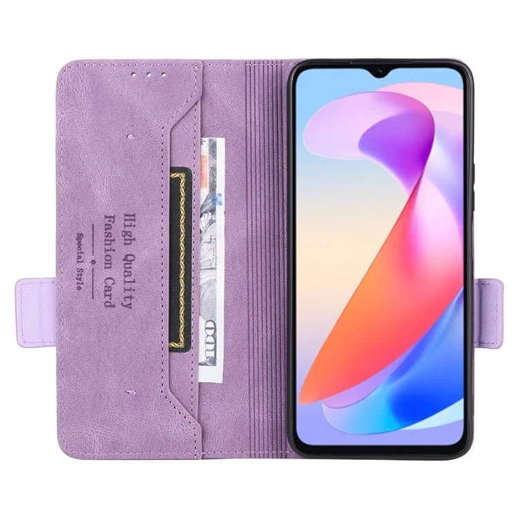 For Honor X6a 4G Case Hardware Decor Shockproof PU Leather Wallet Stand Phone Cover