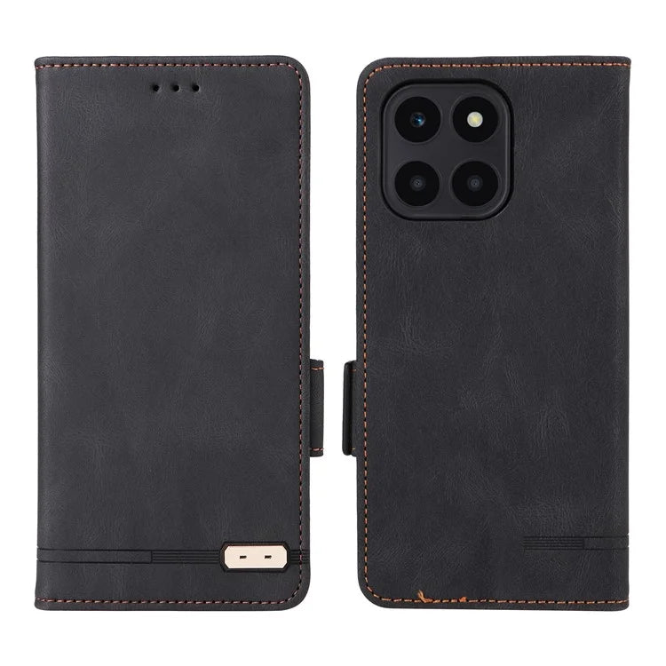 For Honor X6a 4G Case Hardware Decor Shockproof PU Leather Wallet Stand Phone Cover
