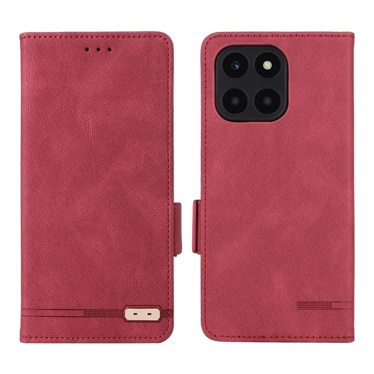 For Honor X6a 4G Case Hardware Decor Shockproof PU Leather Wallet Stand Phone Cover