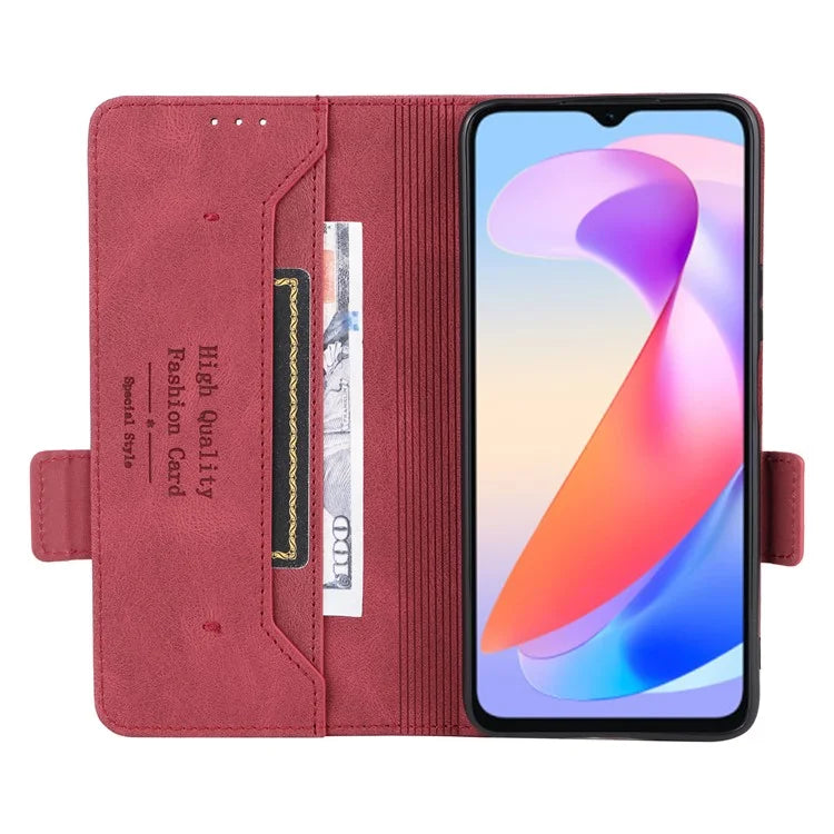 For Honor X6a 4G Case Hardware Decor Shockproof PU Leather Wallet Stand Phone Cover