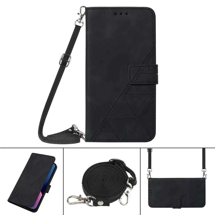 YB Imprinting Series-2 for Xiaomi 13T / 13T Pro / Redmi K60 Ultra Leather Case Stand Wallet Phone Cover with Shoulder Strap