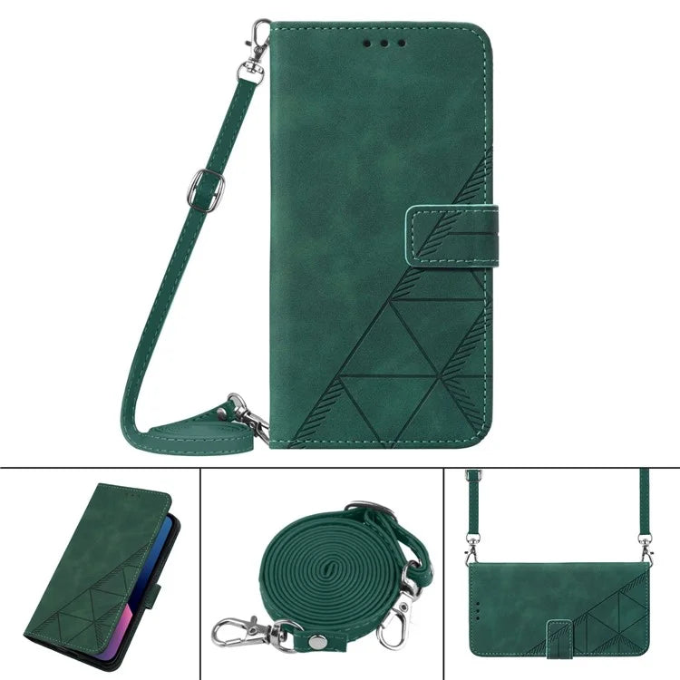 YB Imprinting Series-2 for Xiaomi 13T / 13T Pro / Redmi K60 Ultra Leather Case Stand Wallet Phone Cover with Shoulder Strapish Green