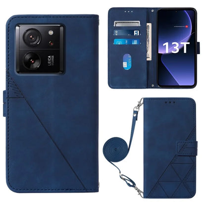 YB Imprinting Series-2 for Xiaomi 13T / 13T Pro / Redmi K60 Ultra Leather Case Stand Wallet Phone Cover with Shoulder Strap