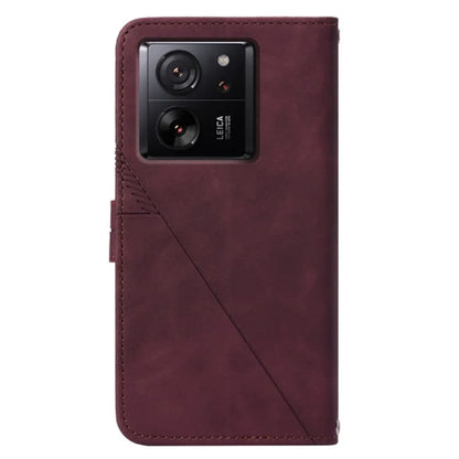 YB Imprinting Series-2 for Xiaomi 13T / 13T Pro / Redmi K60 Ultra Leather Case Stand Wallet Phone Cover with Shoulder Strap