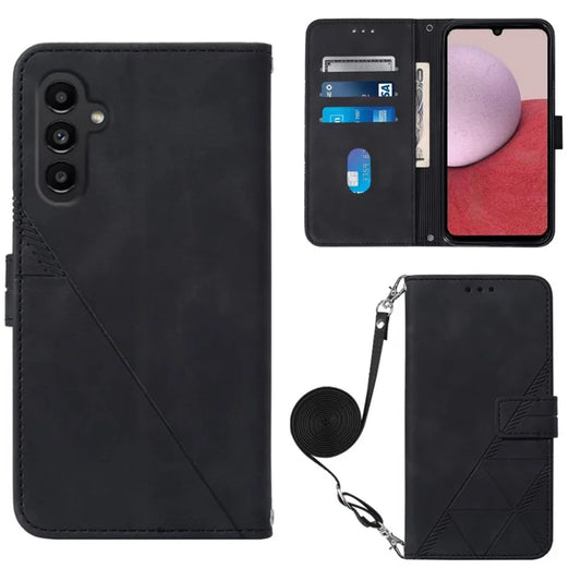 YB Imprinting Series-2 for Samsung Galaxy A05s 4G Case Wallet Phone Leather Cover with Shoulder Strap
