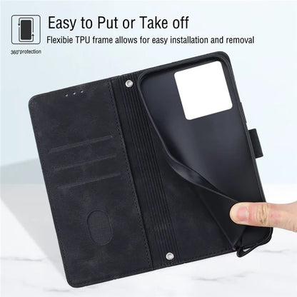 PT005 YB Imprinting Series-7 for Xiaomi 13T / 13T Pro / Redmi K60 Ultra Case Skin-touch Leather Stand Phone Cover with Long Strap