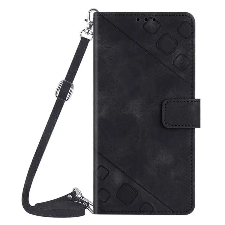 PT005 YB Imprinting Series-7 for Xiaomi 13T / 13T Pro / Redmi K60 Ultra Case Skin-touch Leather Stand Phone Cover with Long Strap