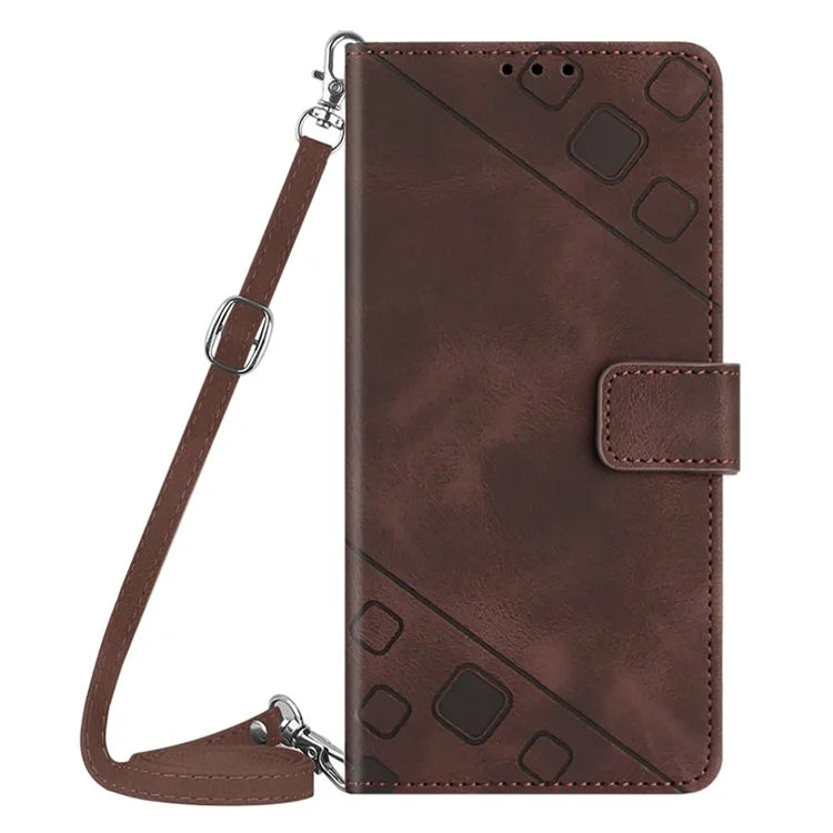 PT005 YB Imprinting Series-7 for Xiaomi 13T / 13T Pro / Redmi K60 Ultra Case Skin-touch Leather Stand Phone Cover with Long Strap