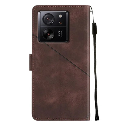 PT005 YB Imprinting Series-7 for Xiaomi 13T / 13T Pro / Redmi K60 Ultra Case Skin-touch Leather Stand Phone Cover with Long Strap