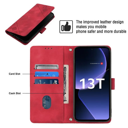 PT005 YB Imprinting Series-7 for Xiaomi 13T / 13T Pro / Redmi K60 Ultra Case Skin-touch Leather Stand Phone Cover with Long Strap