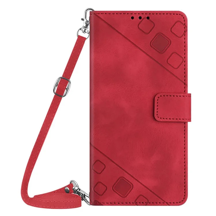 PT005 YB Imprinting Series-7 for Xiaomi 13T / 13T Pro / Redmi K60 Ultra Case Skin-touch Leather Stand Phone Cover with Long Strap