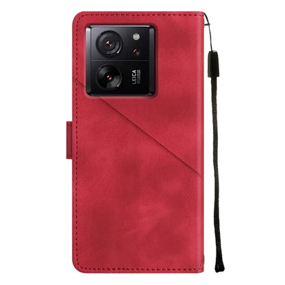 PT005 YB Imprinting Series-7 for Xiaomi 13T / 13T Pro / Redmi K60 Ultra Case Skin-touch Leather Stand Phone Cover with Long Strap
