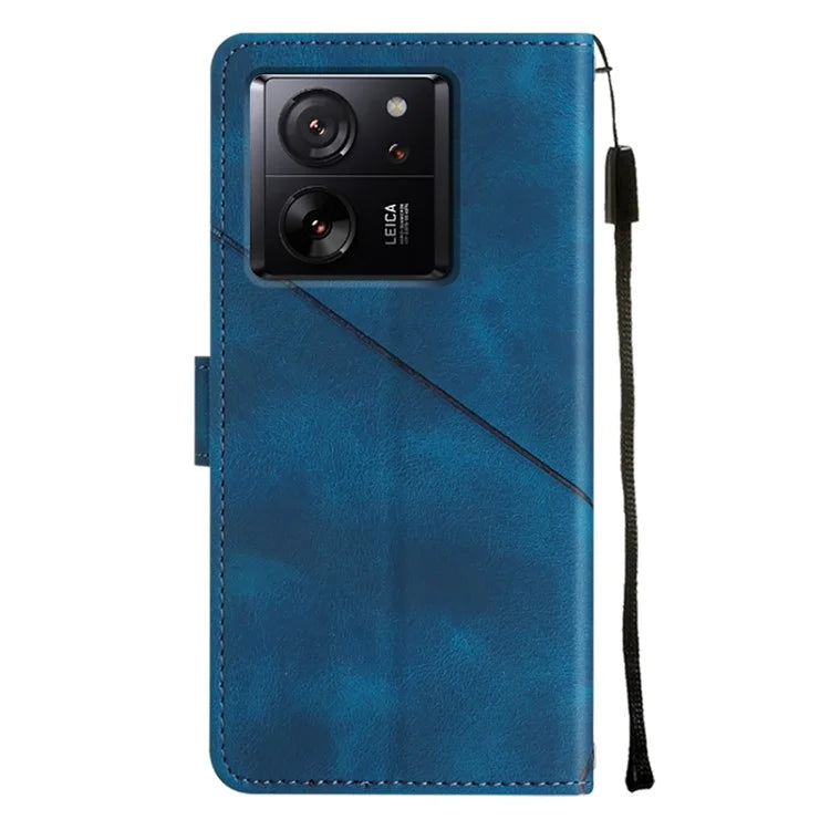 PT005 YB Imprinting Series-7 for Xiaomi 13T / 13T Pro / Redmi K60 Ultra Case Skin-touch Leather Stand Phone Cover with Long Strap