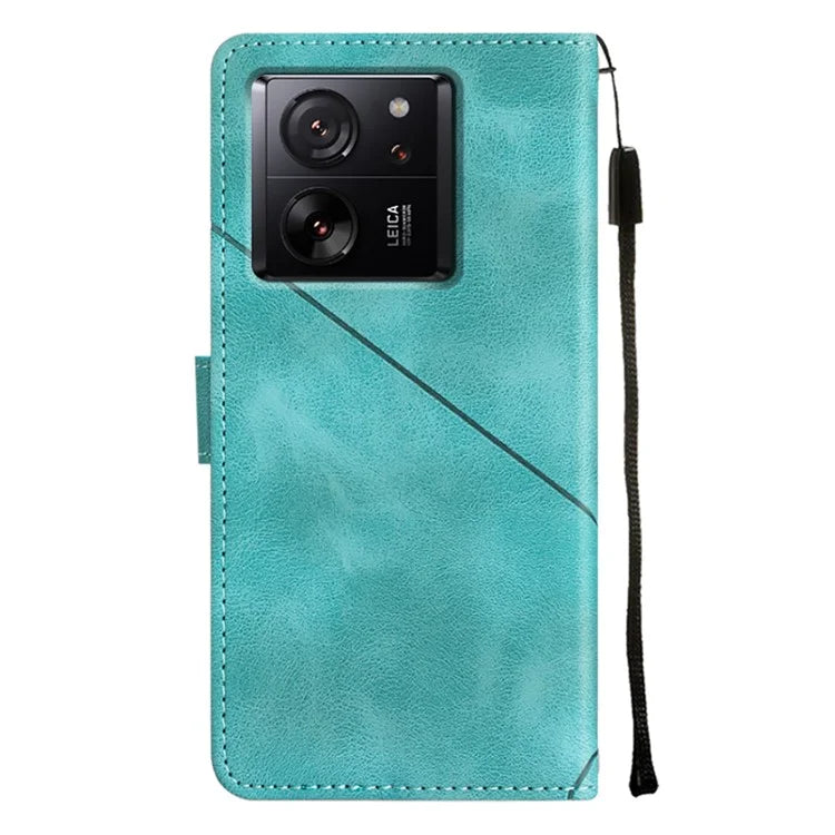 PT005 YB Imprinting Series-7 for Xiaomi 13T / 13T Pro / Redmi K60 Ultra Case Skin-touch Leather Stand Phone Cover with Long Strap