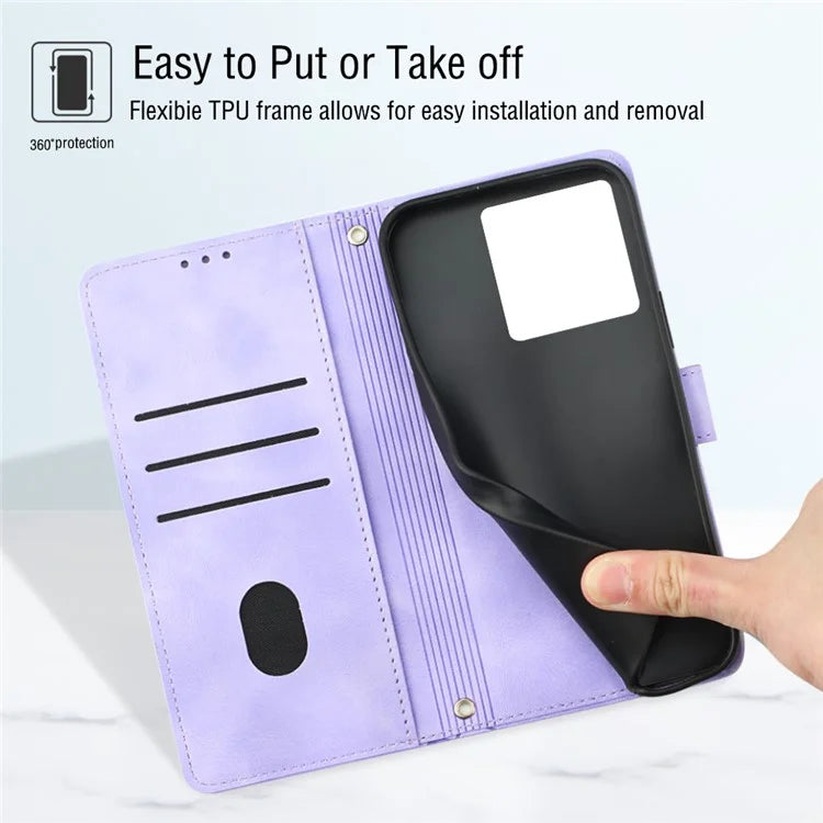 PT005 YB Imprinting Series-7 for Xiaomi 13T / 13T Pro / Redmi K60 Ultra Case Skin-touch Leather Stand Phone Cover with Long Strap