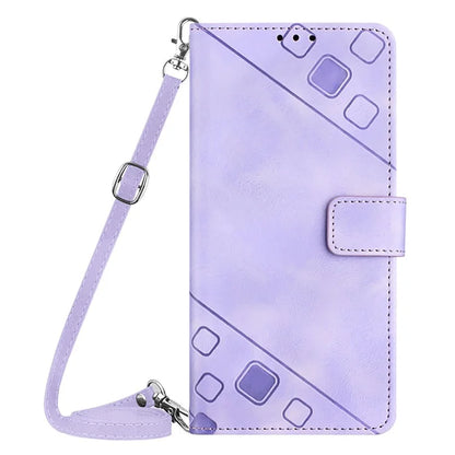 PT005 YB Imprinting Series-7 for Xiaomi 13T / 13T Pro / Redmi K60 Ultra Case Skin-touch Leather Stand Phone Cover with Long Strap