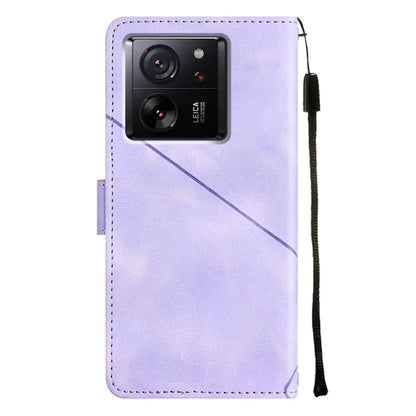 PT005 YB Imprinting Series-7 for Xiaomi 13T / 13T Pro / Redmi K60 Ultra Case Skin-touch Leather Stand Phone Cover with Long Strap