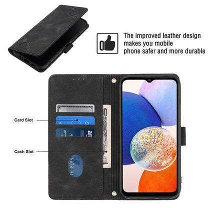 PT005 YB Imprinting Series-7 for Samsung Galaxy A05s 4G Case Imprinted Leather Phone Cover with Shoulder Strap