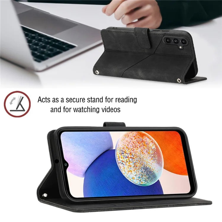 PT005 YB Imprinting Series-7 for Samsung Galaxy A05s 4G Case Imprinted Leather Phone Cover with Shoulder Strap