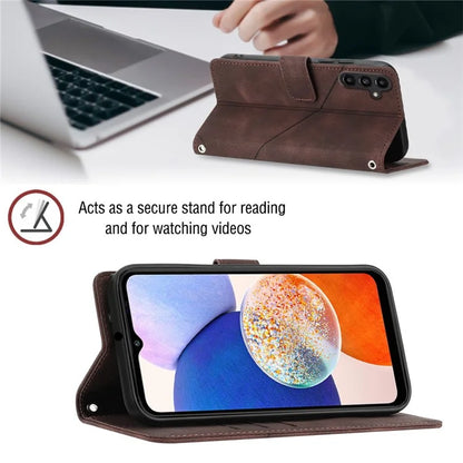PT005 YB Imprinting Series-7 for Samsung Galaxy A05s 4G Case Imprinted Leather Phone Cover with Shoulder Strap