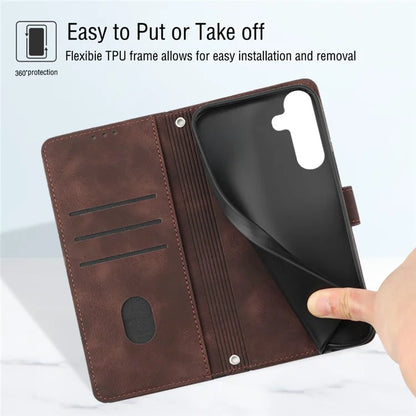 PT005 YB Imprinting Series-7 for Samsung Galaxy A05s 4G Case Imprinted Leather Phone Cover with Shoulder Strap