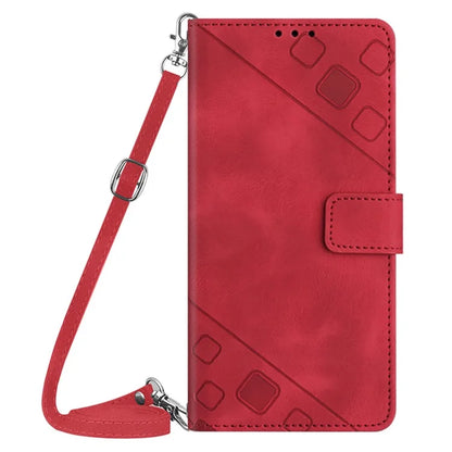PT005 YB Imprinting Series-7 for Samsung Galaxy A05s 4G Case Imprinted Leather Phone Cover with Shoulder Strap