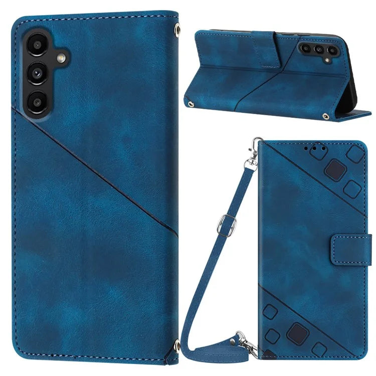 PT005 YB Imprinting Series-7 for Samsung Galaxy A05s 4G Case Imprinted Leather Phone Cover with Shoulder Strap