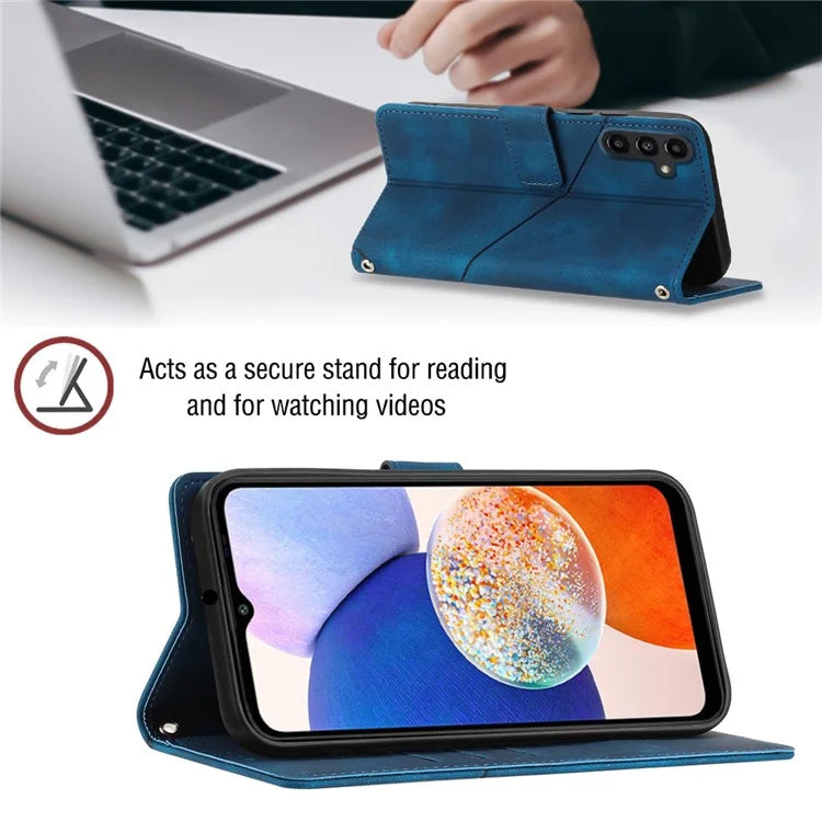 PT005 YB Imprinting Series-7 for Samsung Galaxy A05s 4G Case Imprinted Leather Phone Cover with Shoulder Strap