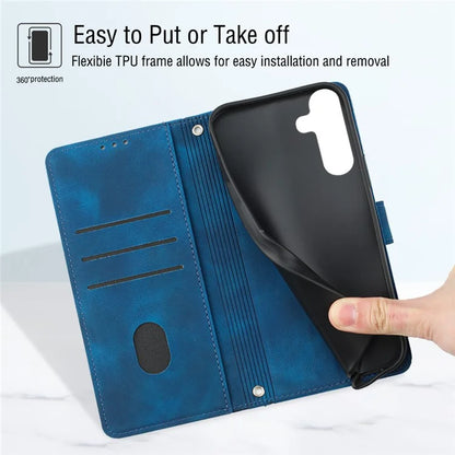 PT005 YB Imprinting Series-7 for Samsung Galaxy A05s 4G Case Imprinted Leather Phone Cover with Shoulder Strap